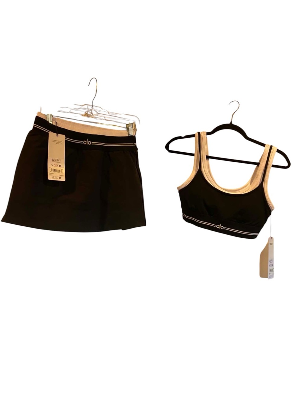 NWT Alo Yoga Airbrush Better Together Set BLACK/WHITE Size: Small - Picture 2 of 6